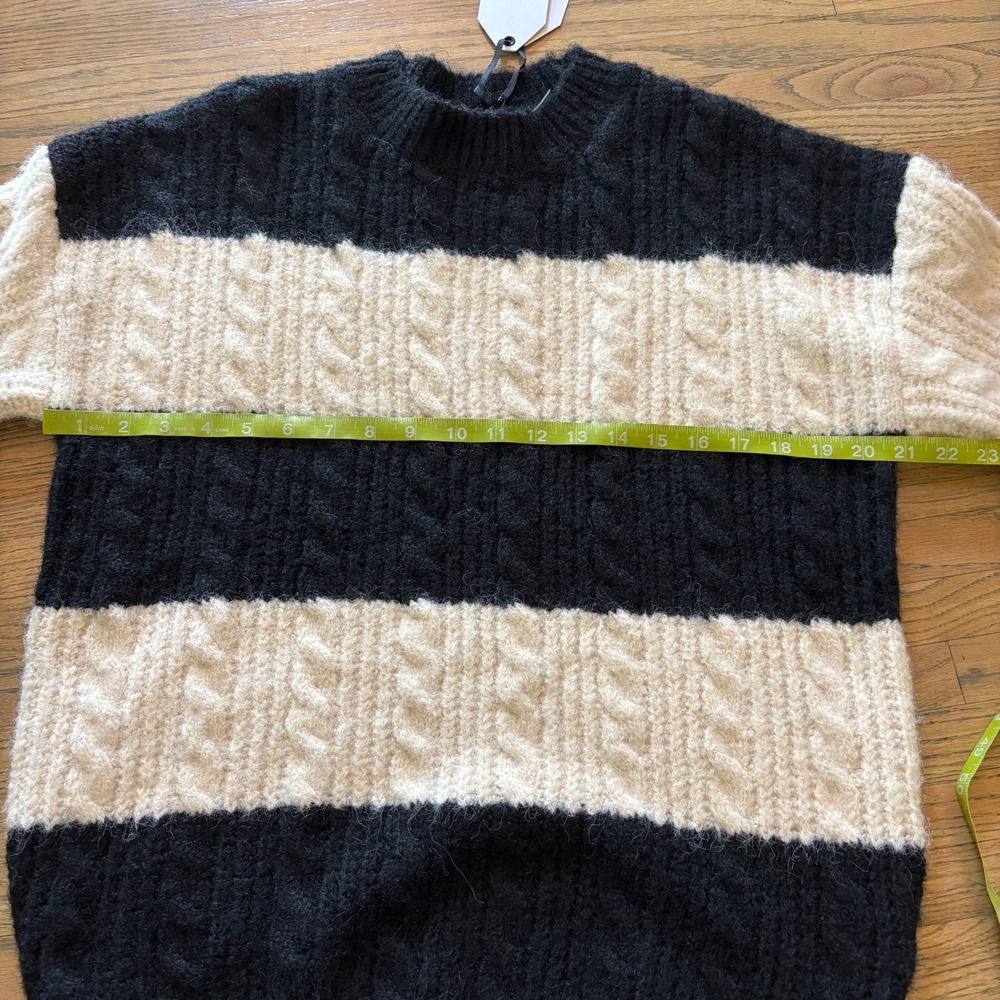 English Factory Endless Rose Striped Cable Knit Sweater Black White Small NWT - Picture 6 of 8
